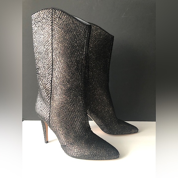 New! Cavallini Italy Women’s Heel Boots Gold Snakeskin Leather Mid Eur 39 - Picture 3 of 11